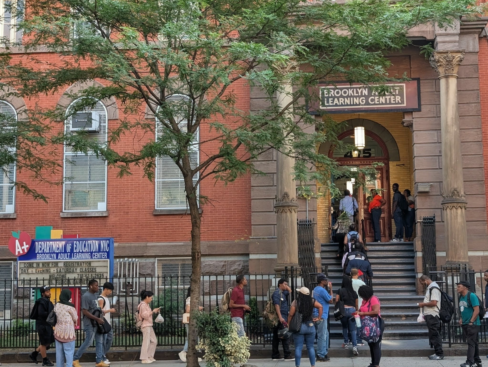 Students entering Girls High School, Bedford-Stuyvesant, Brooklyn